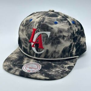 Mitchell & Ness Hat LA Clippers Acid Wash Tie Dye Solid Logo Snap Back Flat Bill